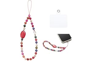 S.J JEWELRY Phone Charm Phone Wrist Strap with Tether Tab Beaded Phone Lanyard Phone Wristlet Handmade Semi-Precious Gemstone Phone Chain