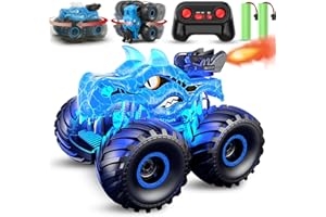 Scientoy Remote Control Car, 360° Rotating RC cars for boys 4-7 with Spray, Light & Sound, 2.4 GHz All Terrain Monster trucks, Dinosaur Toys for Kids 3 4 5 6 7 8 with 2 Batteries, Gifts for Boys Girls