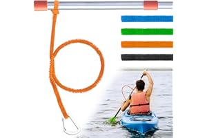 NVAAV 1/2/4 Pack Kayak Paddle Board Tether Leash Stretchable Strap Lanyard Rope, 3.3-7 Feet with Carabiner for SUP Kayaking Boating Canoeing Fishing Pole Rod or Other Gear