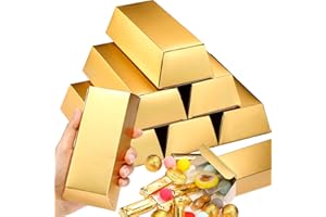 Containlol 24 Pieces Gold Bars Fake Bar Gift Box Golden Party Favor Chocolate Gold Coins Foil Treasure Brick Paper Boxes for Christmas Party Casino Theme Decoration Candy Treats Toys, 5.5 x 3.2 Inches