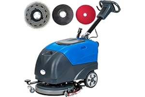 HIBUYER Emotor 15'' Foldable Walk Behind Floor Scrubber Machine Hand Push Scrubber Machine for Industrial Commercial Use (Blue)