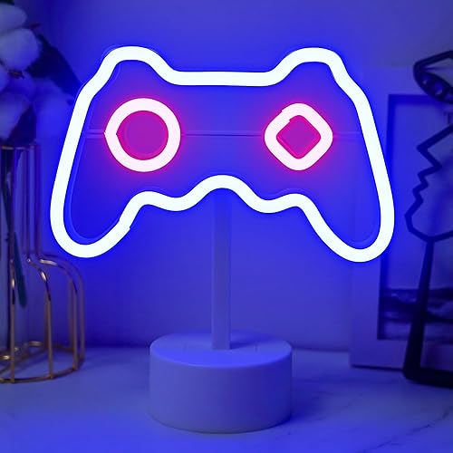 Gamer Room Neon Sign - LED Game Neon Sign with Base, USB/Battery Powered Gamers Neons Light for Teen Boy Room Decor - Best Gamer Gifts for Boys, Kids