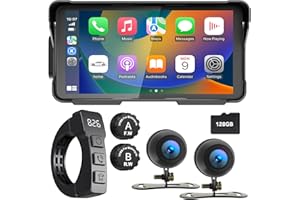 WEUASTE Professional Motorcycle Dash Cam, Motorcycle Carplay/Android Auto, Motorbike TPMS GPS Navigation, 5.5" IP66 Waterproof Touchscreen, Support Bluetooth/Siri/Google Assistant, Free SD-128G