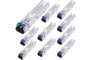 GESD 10 Pack 1.25G SFP LC Module 1000Base-LX (SMF,1310nm,20km,DDM) Single-Mode Transceiver for Cisco GLC-LH-SMD,Ubiquiti UniFi,Meraki MA-SFP-1GB-LX10,Fortinet,Mikrotik,TP-Link,Netgear,TL-SM311LS,D-Link