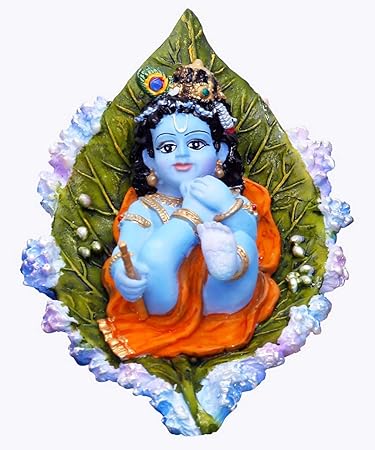 Sri Krishna Culture-Baby Krishna Murti Baal Gopal On Petal Leaf Floating-Hindu God and Goddess Idol/Statue/Murti/Figurine(4