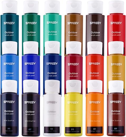 SPREEY Acrylic Paint Set of 18 Colors Large 18x59ml (2Oz) for Paint Supplies, Painting Canvas Wood Fabric, Nail Art, Gift, Rich Pigments Non Fading, Non Toxic Paints for Adults Kids Artists Beginners