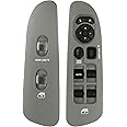 BASIKER Master Power Window Switch and Bezel Driver Side and Window Bezel Passenger Side Replacements for 2002-2010 Dodge Ram 1500 2500 3500, Grey
