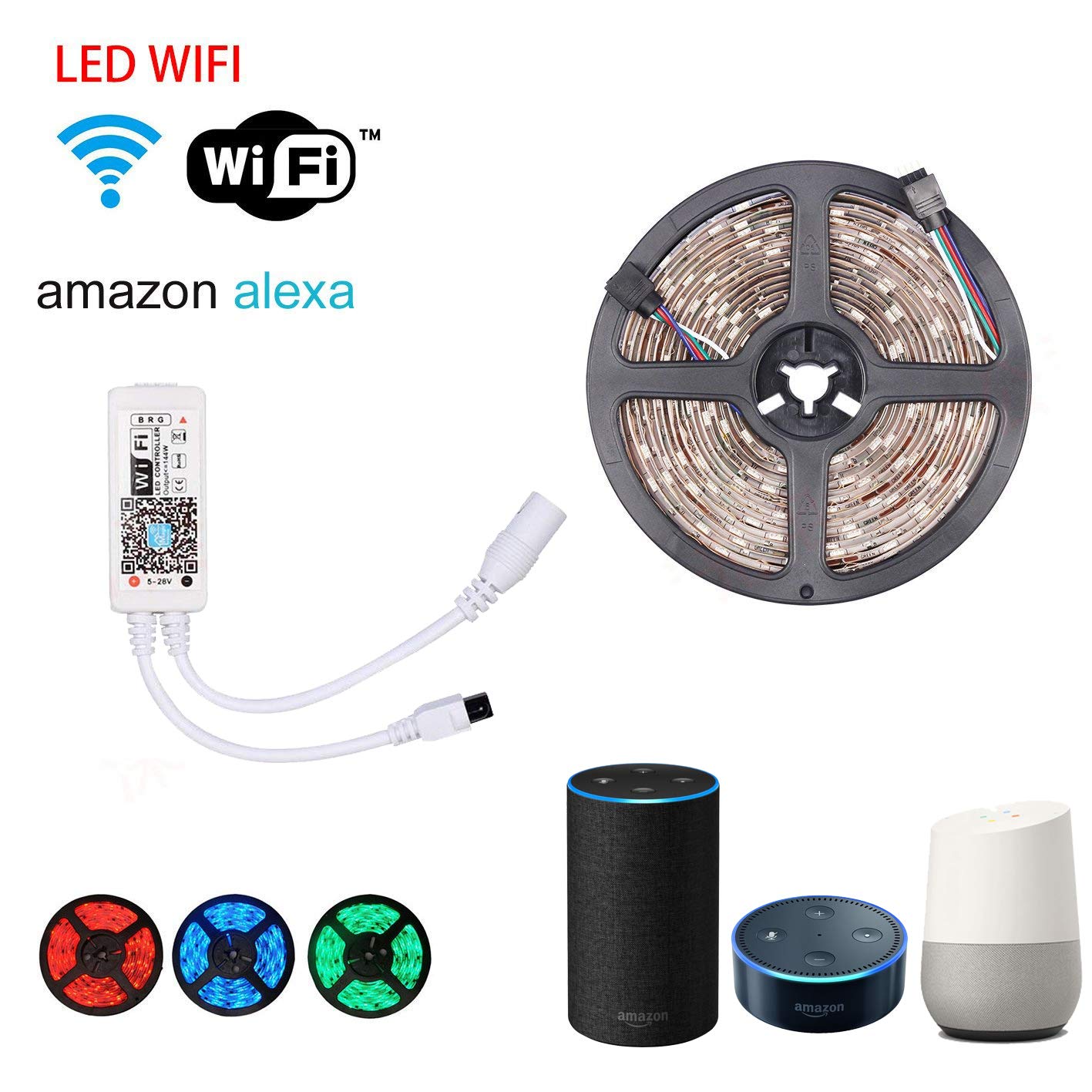 WOWLED Smart LED Strip Light WiFi Work With Amazon Google Home Alexa 2M