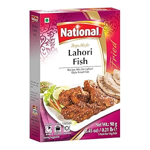 National Foods Lahori Fish Recipe Mix 3.45 oz (98g) | Traditional Spice Powder | Essential South Asian Dish | Stir Fry Seasoning Food | Box Pack