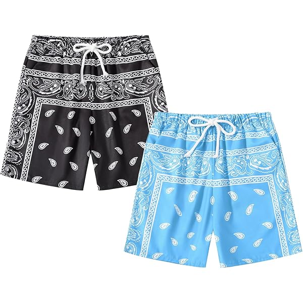 Amazon.com: Floerns Boy's 2 Pcs Bandana Shorts Boho Paisley