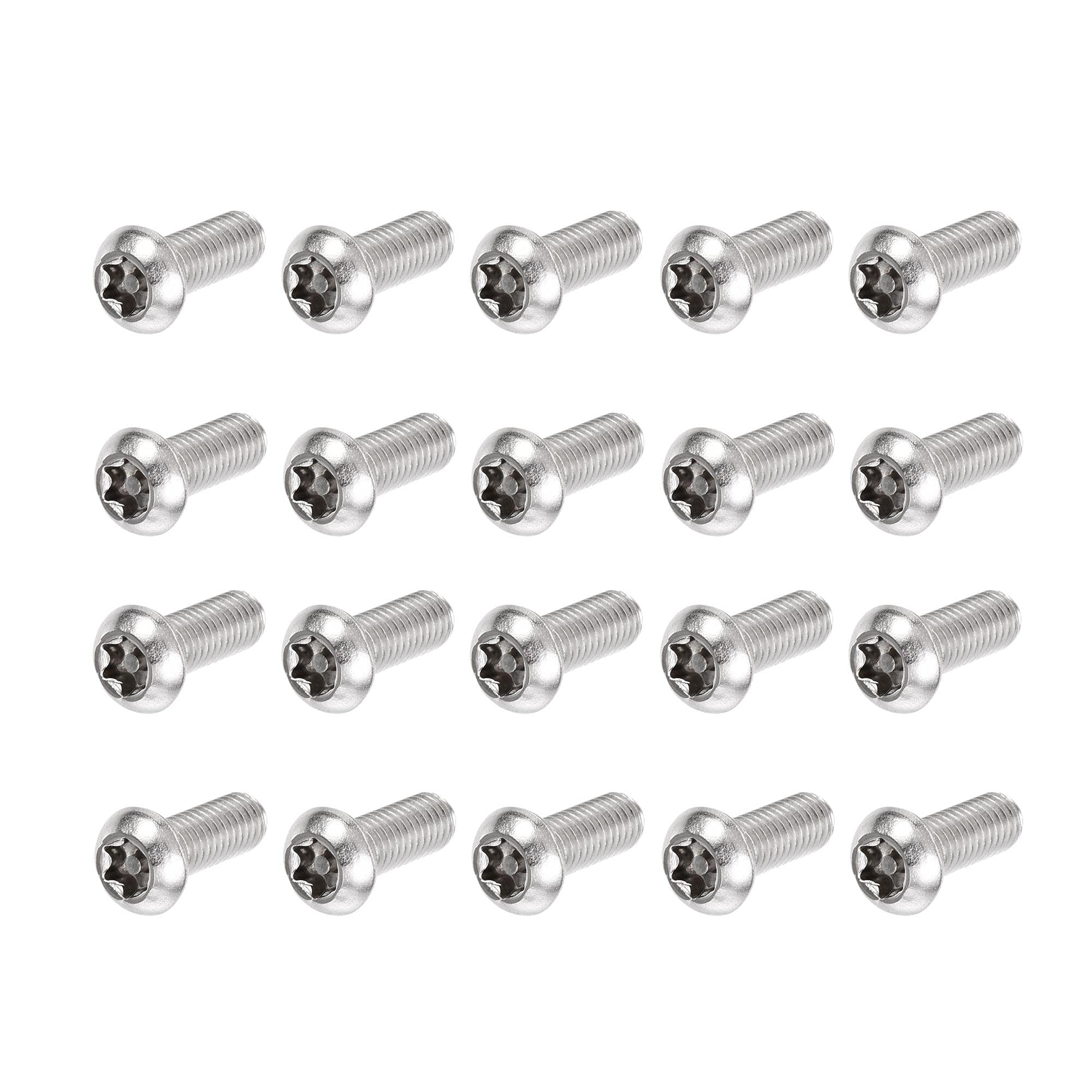 sourcing map M6x16mm Torx Security Machine Screw, 20pcs Pan Head Screws Inside Column, 304 Stainless Steel Fasteners Bolts