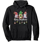 Cute Gnomes Merry Christmas Light Family Gnome Xmas Matching Pullover Hoodie