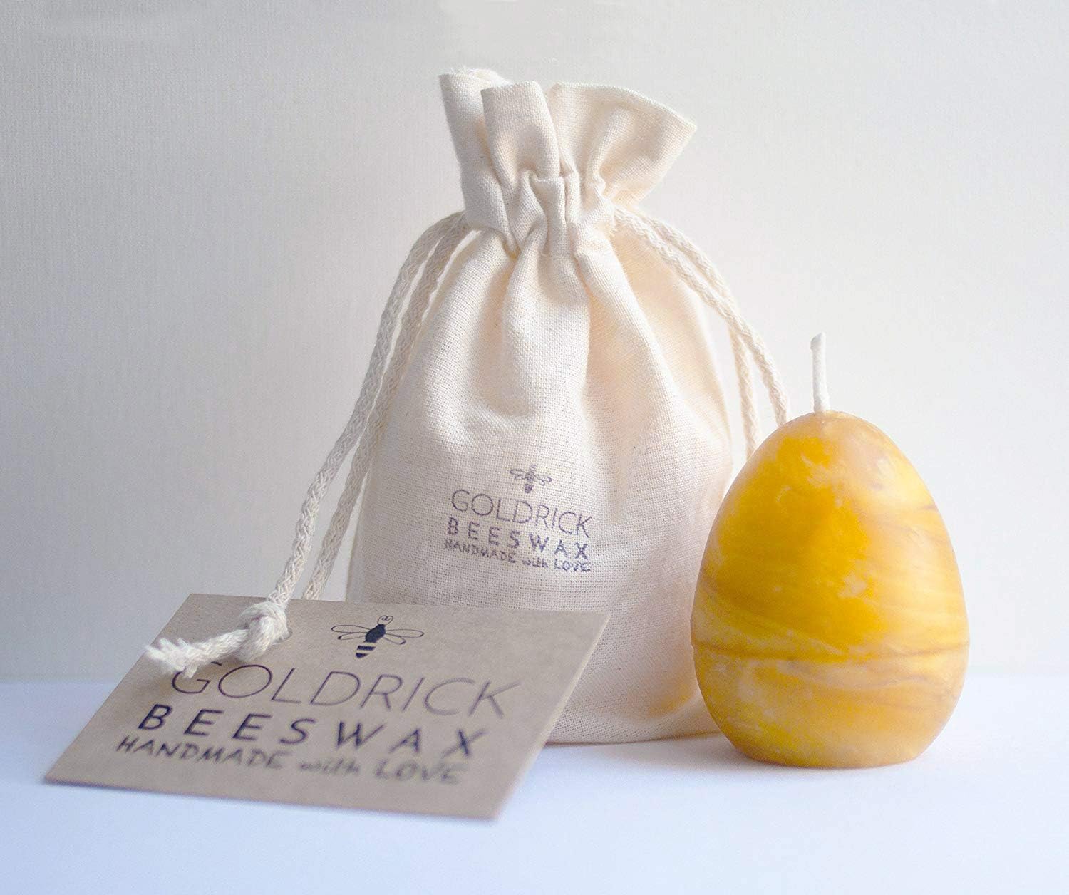Goldrick Pure Beeswax Candle, Small Egg Shape, Handmade, Eco-Friendly Packaging …