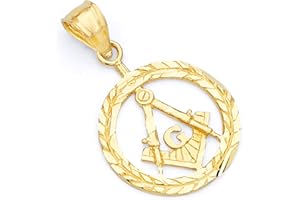 GoldenMine Fine Jewelry Collection 14k Yellow Gold Freemason Masonic Pendant