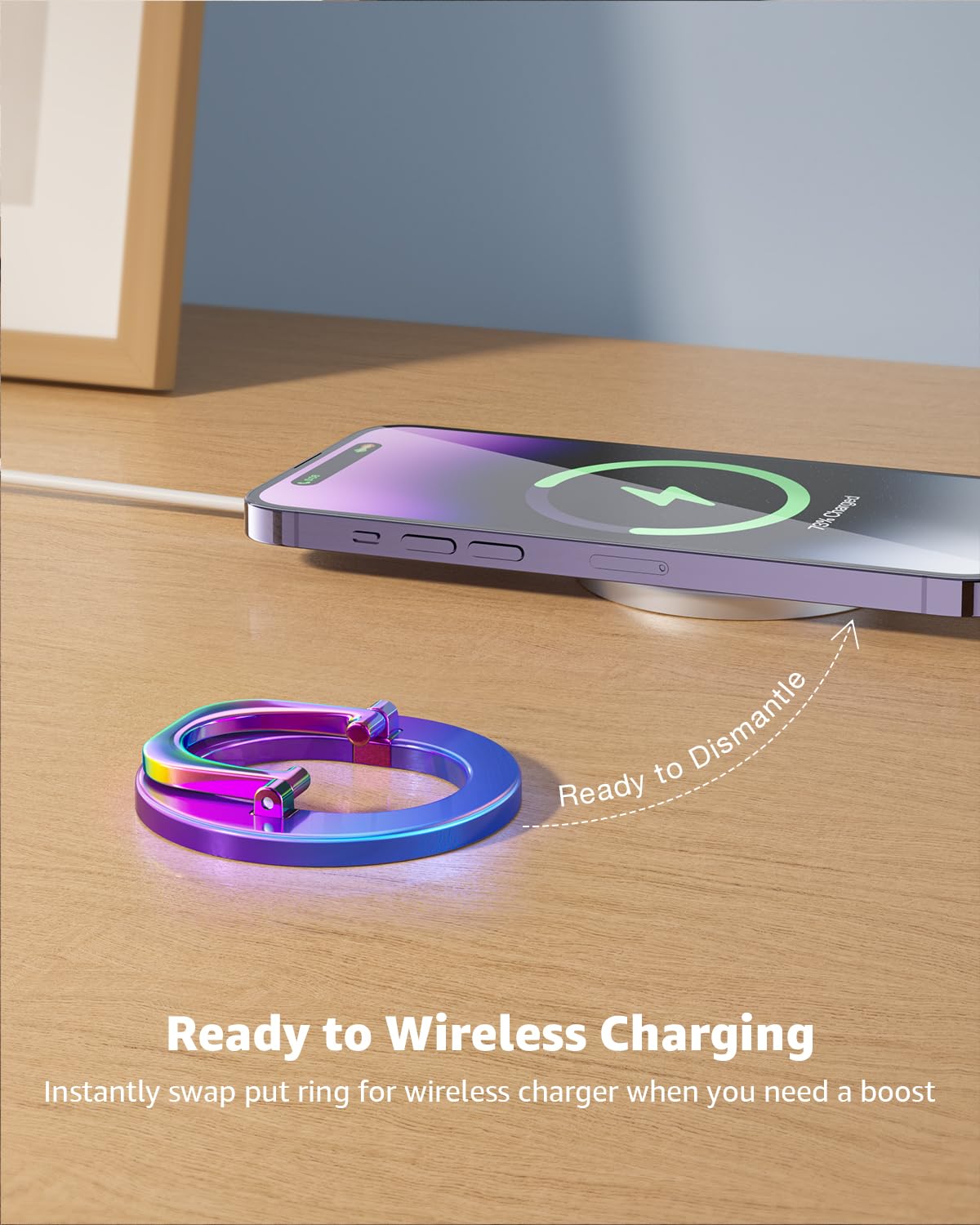 [2025 Newest] SUPERONE for MagSafe Phone Grip, Stylish Cool Magnetic Ring Holder with Adjustable Stand, Removable MagSafe Accessories Only for iPhone 16/15/14/13/12 Series and Mag Safe Case - Colorful