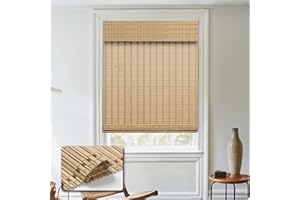 HIDODO Cordless Bamboo Roman Shades, Light Filtering Bamboo Blinds Shades for Indoor Windows, UV Protection Roll Up Blinds for Home, Office, 42" W x 64" H, Natural