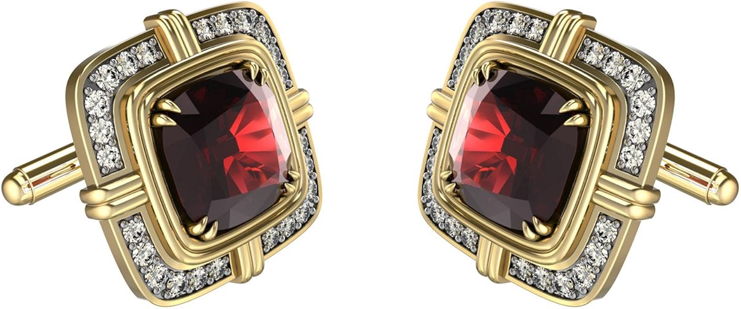 Yellow Gold Diamond Cufflinks For Men in 10K Gold and 2Ct