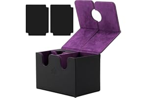 DaMohony Card Deck Box Holds 350+ Single Sleeved Cards PU Leather Magnetic Deck Box with Dice Tray for TCG CCG Magic Game Cards