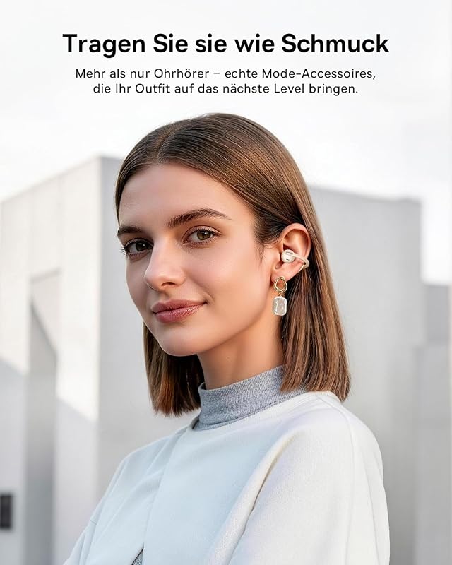 Bowie MC2 Air Open-Ear-Kopfhörer, Clip-On Earbuds mit CloudComfort, Bluetooth 6.0, SuperBass 2.0, 4 KI-Mikrofonen für klare Anrufe, 40 Std. Akkulaufzeit, IP67, nur 4,9 g leicht