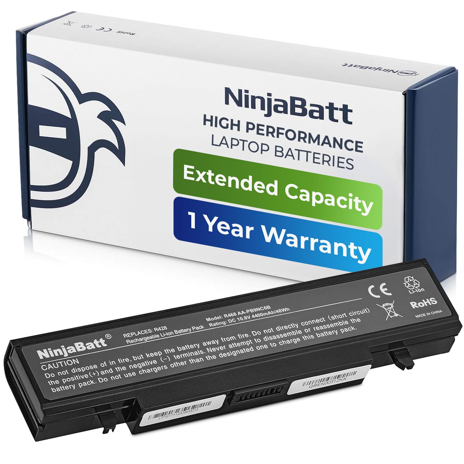 NinjaBatt Battery for Samsung AA-PB9NC6B RV510 R519 R780 RV511 RV520 AA-PB9NS6B AA-PB9MC6W NP300E5A RF511 R730 R540 R580 R520 NP300V5A R428 AA-PB9NS6W - High Performance [6 Cells/4400mAh/49wh]