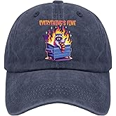 Funny It's Fines I'm Fines Everything's Fine Lil Dumpster Fire Raccoon Hat for Womens Funny Baseball Navy Blue