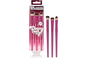 Real Techniques Cherry On Top MesmerEYES Brush Trio, Limited Edition Makeup Brush Set, Synthetic Bristles, Eyeshadow Blending Brushes, Vegan & Cruelty-Free, For Powder & Cream Shadow, 3 Piece Set
