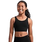 CRZ YOGA Girls Butterluxe Longline Sports Bra - Yoga Athletic Casual Tops Scoop Neck U Back Padded Kids Teen