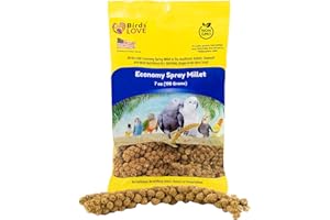 Birds LOVE Economy Special Spray Millet GMO-Free (No Stems Only Edible Tops) for Birds Cockatiel Lovebird Parakeet Finch Canary All Parrots Healthy Treat - 7oz