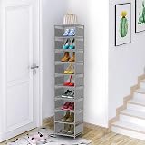 esonstyle 10-Tier Narrow Shoe Rack Metal Storage Organizer Tall Stackable view 2
