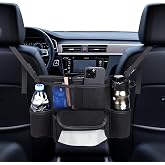 HAERITER Car Handbag Holder Between Seats Suede Large Capacity Car Purse Holder Automotive Consoles, Fits Between Front Seats, Holds Wallet, Phone &amp; Essentials (Black)