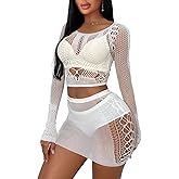 Buitifo Sexy Lingerie for Women Fishnet Babydoll Nightwear Exotic Top and Mini Skirt Set