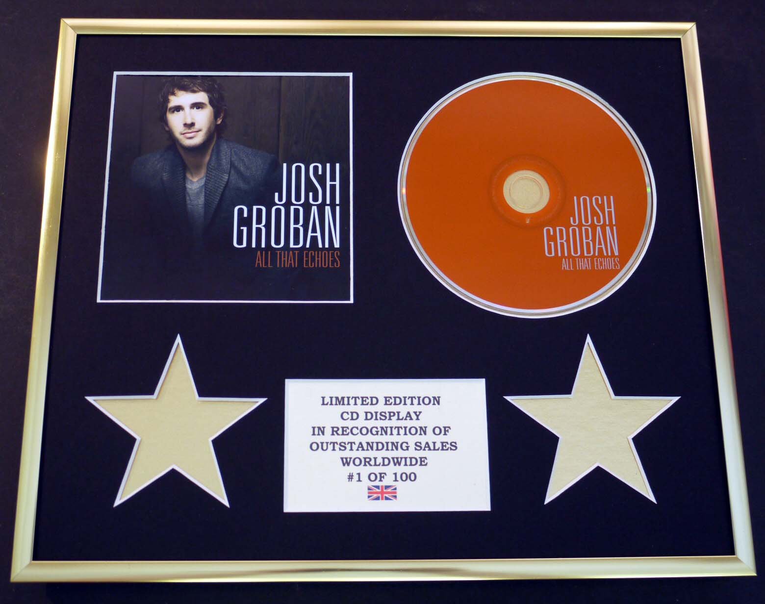 JOSH GROBAN/CD DISPLAY/LIMITED EDITION/COA/ALL THAT ECHOES