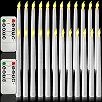 24Pcs Taper Candles Battery Operated Flameless Bulk Lights LED Candles with 2Pcs Remote, for Halloween Christmas Church Weddi