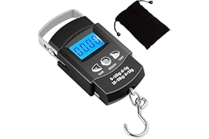 Kinstecks 110lb/50kg Fish Scales Backlit LCD Portable Electronic Balance Digital Fishing Scale Hanging Scale with Measuring T