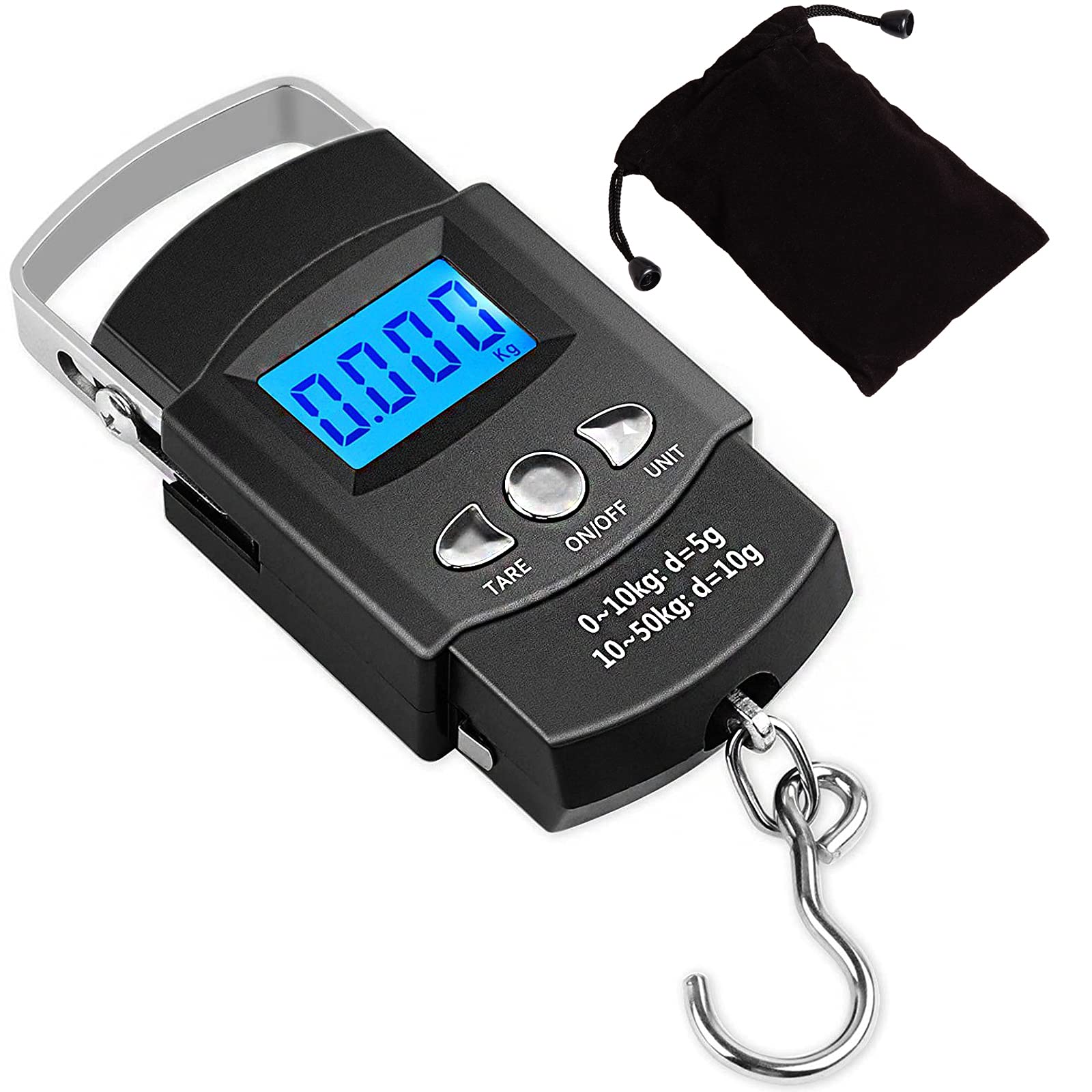 Kinstecks 110lb/50kg Fish Scales Backlit LCD Portable Electronic Balance Digital Fishing Scale Hanging Scale with Measuring Tape Ruler for Hunting Fishing Postal Kitchen