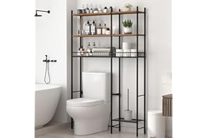 LIMEHILL Over The Toilet Storage - 37.5" W, 4-Tier Bathroom Organizer with Extra Side Shelf and 2 Drain Baskets, Space Saver Storage for Bathroom, Balcony, Living Room