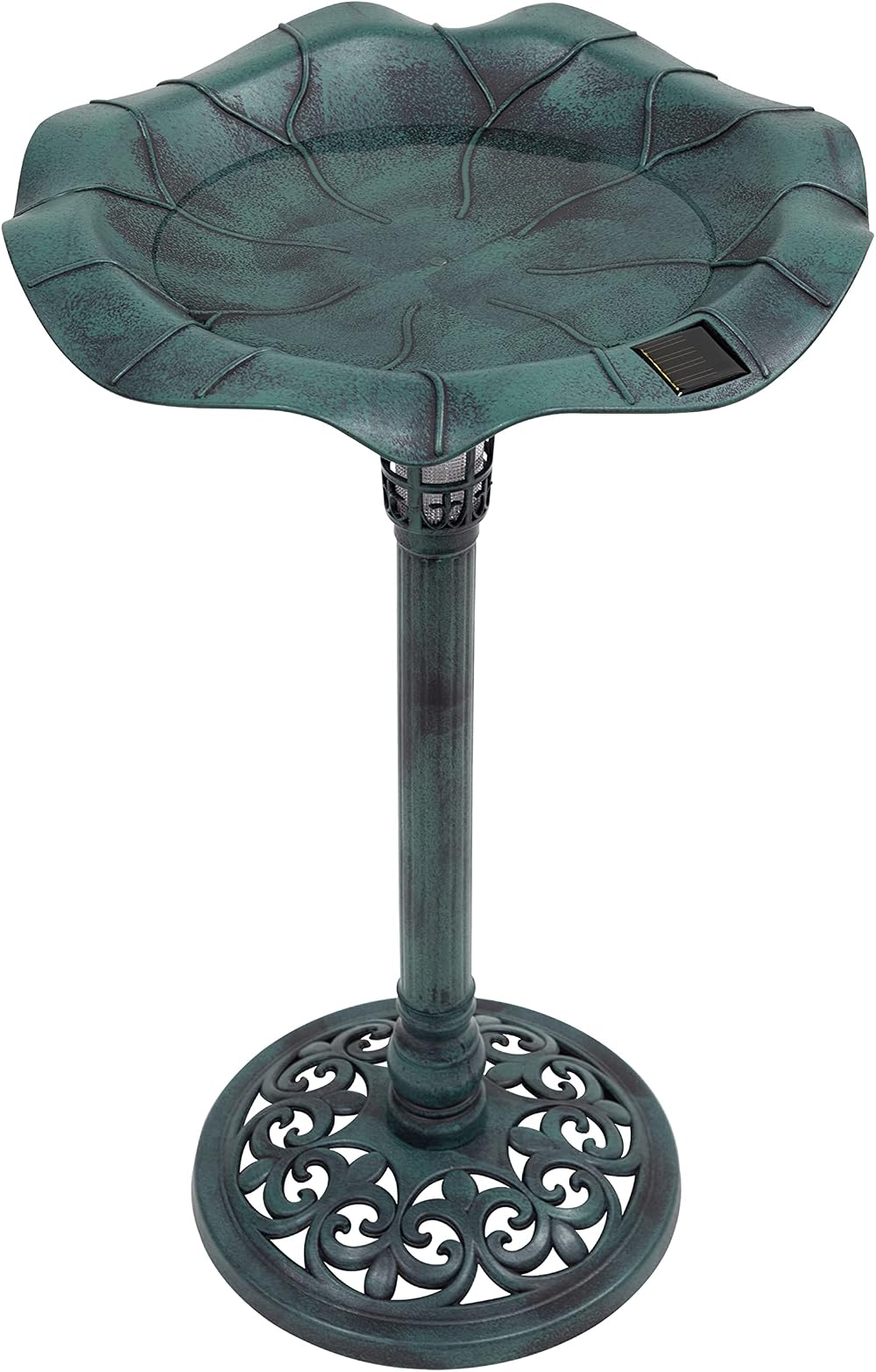 GardenKraft 17430 Bird Bath with Solar Light Verdigris 80x43cm
