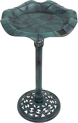 GardenKraft 17430 Bird Bath with Solar Light Verdigris 80x43cm