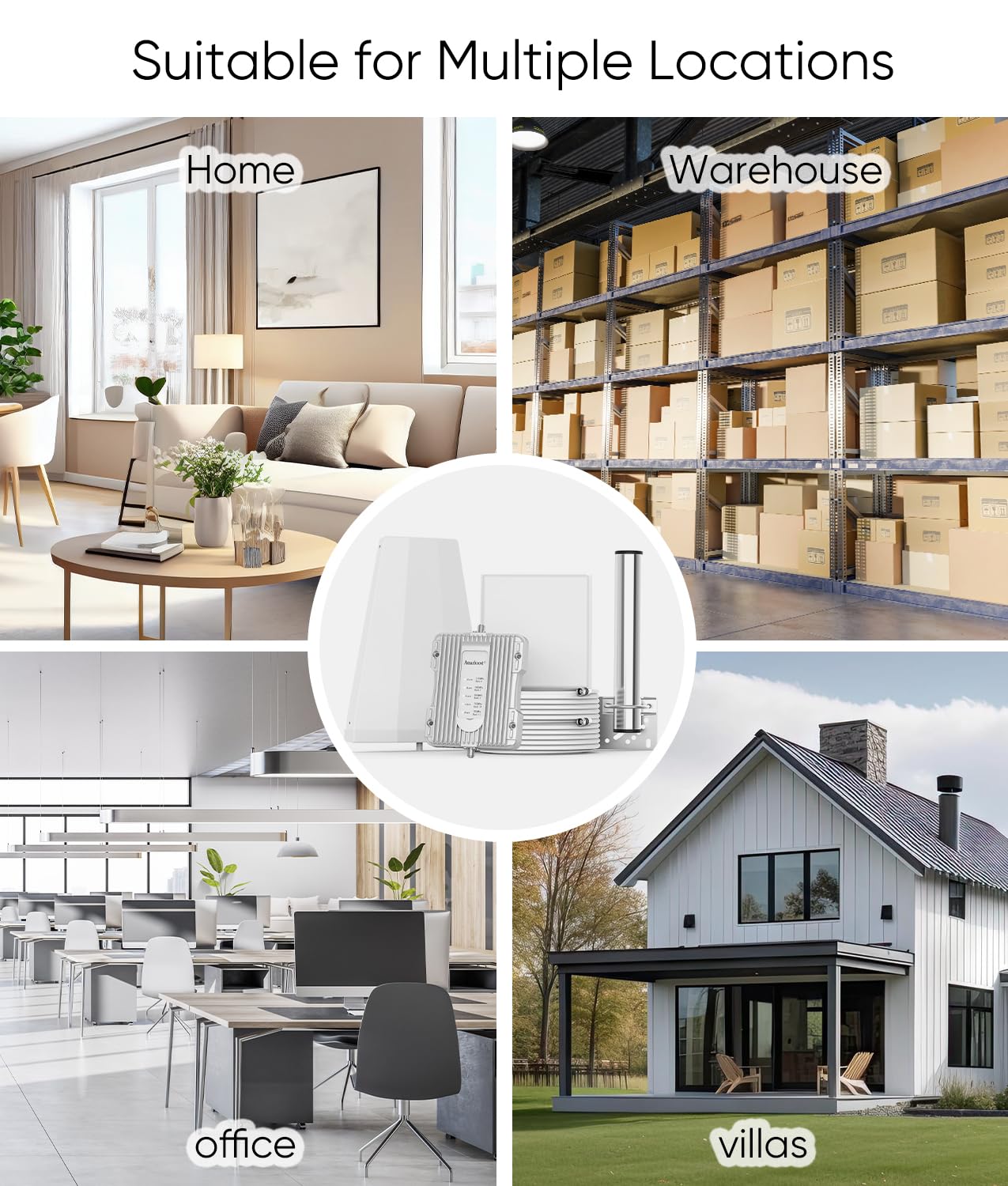 Amazboost Cell Phone Signal Booster for Home, Supports 5,000 SQ FT Area, All U.S. Carriers - Compatible with Verizon, AT&T, T-Mobile, Sprint & More-FCC Approved 5G 4G LTE 3G Cell Phone Booster