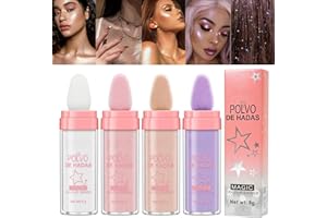 URQT 4 Color Polvo De Hadas Fairy Dust Highlight Patting - Full Body Contouring and Clavicle Pearlescent Patting Powder for Face and Eye, Christmas Sparkling Body Glitter (4 Pack)