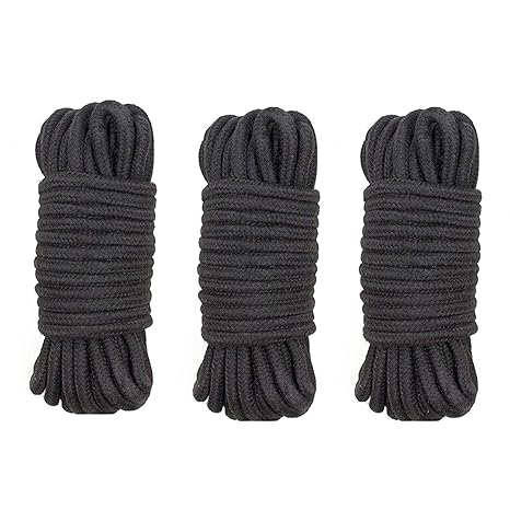 E-Bestar Bondageseil für Stimmung, SM/Fesselspiele/BDSM Spielzeug | 3×Stück, 10m Länge, 0.8cm Durchmesser, Baumwolle und Poly