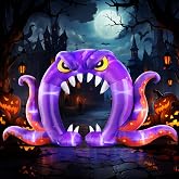 DomKom Halloween Inflatable Blow Up Decorations, 16FT Long 8FT Tall Purple Monster Octopus Archway, Built-in LEDs for Holiday Party, Garden, Lawn, Yard, Patio D&eacute;cor