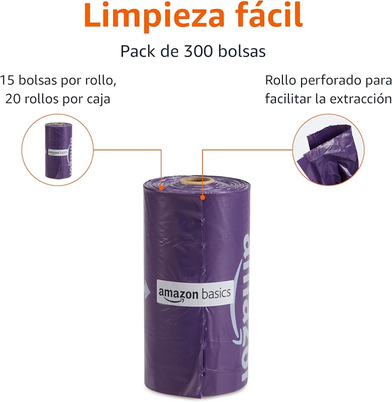 Saco de lixo para cães sem dispensador, lavanda, 300 sacos (20 pacotes de 15 sacos)