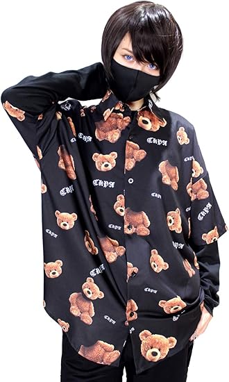 Amazon ロージエイト テディ総柄シャツ 半袖 Roseate テロテロ大きいサイズ メンズ レディース ゆったり クマ 病みかわいい シャツ 通販