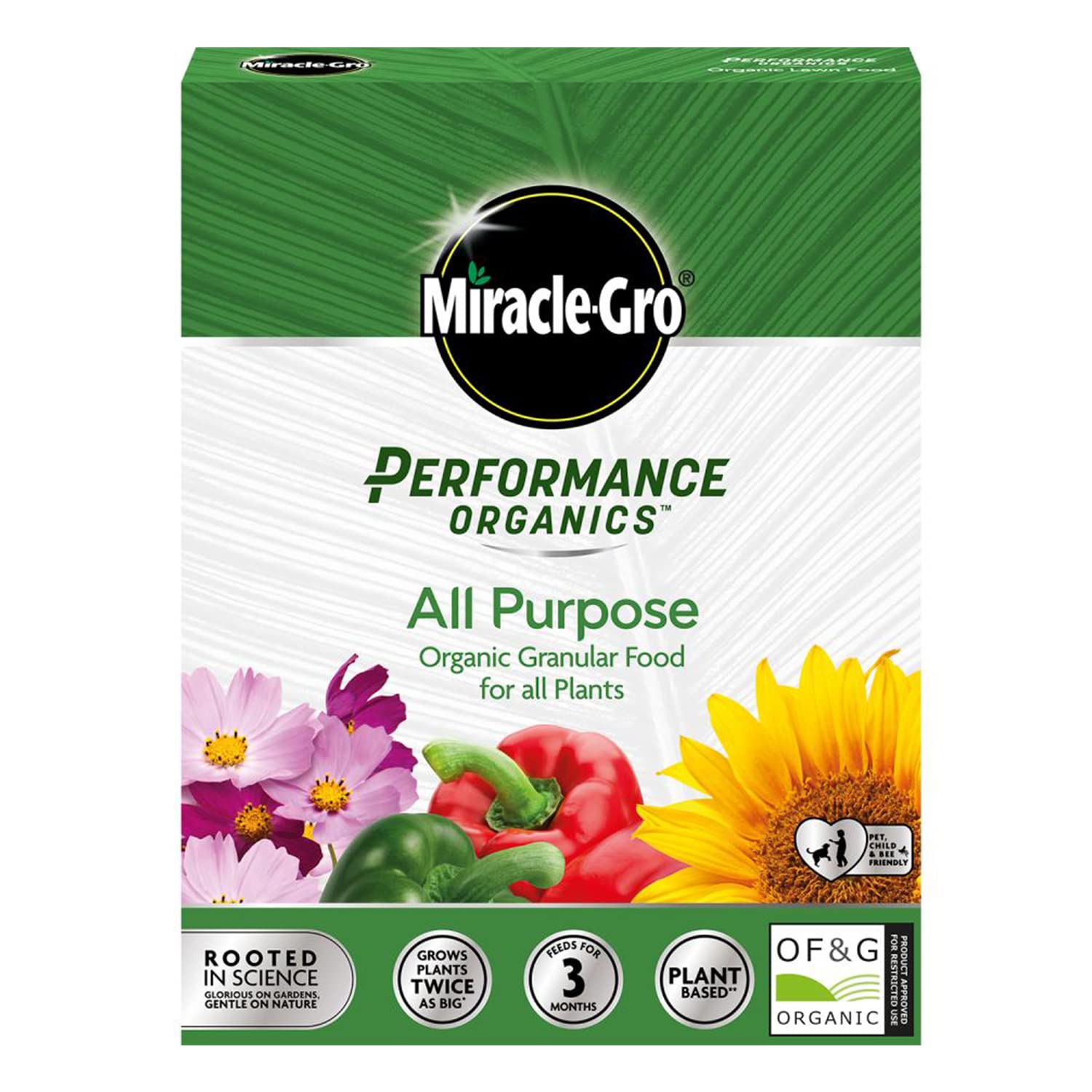 Miracle-Gro Performance Organics All Purpose Granular Plant Food, 1 kg (Bee, Pet & Child Friendly), Grey