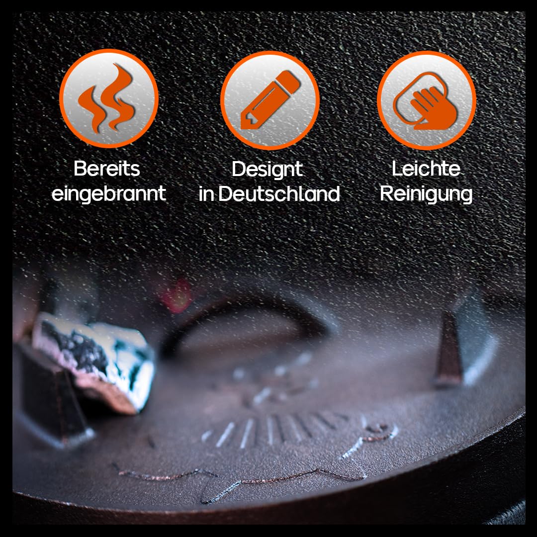 Grillschweine Dutch Oven 12QT (11,4 L ohne Füße) - BBQ Schmorofen - Gusseisen Feuertopf 4