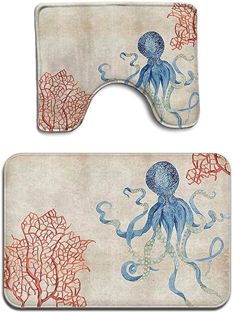 Hotyle Ocean Pergamino Vintage Coral Octopus Juego de Alfombrillas de
