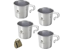 CAMPINGMOON 7oz Mug Cup Stackable 304 Stainless Steel Small Little Camping Beer 210ml S-190 (4pcs set/w bag)