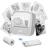 PRT Sticker Printer, Mini Thermal Printer Bluetooth Portable Sticker Maker with 1 Roll Paper, Print Pod, for Study Notes, Pictures, Labels, DIY, Multiple Templates for Phones & Tablets