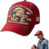 JOYGIEE 250 Anniversary USA Hat - Adjustable 250 Year American Anniversary Hat, Retro Embroidered Cap for Men Women Gifts